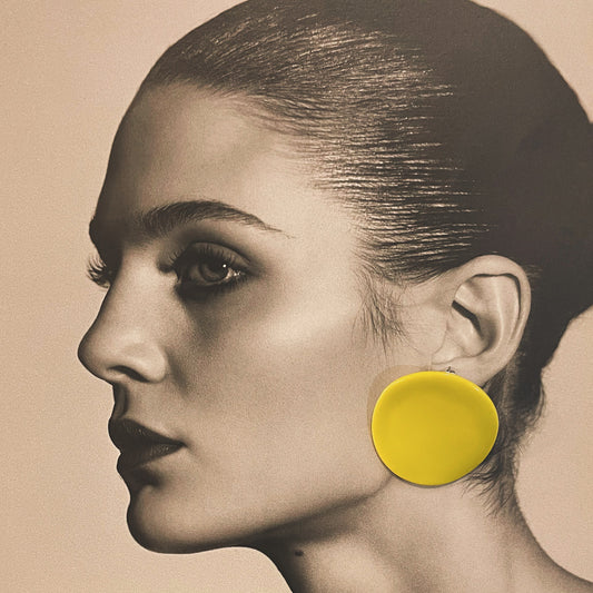 Moon Earrings Porcelain in Chartreuse Color