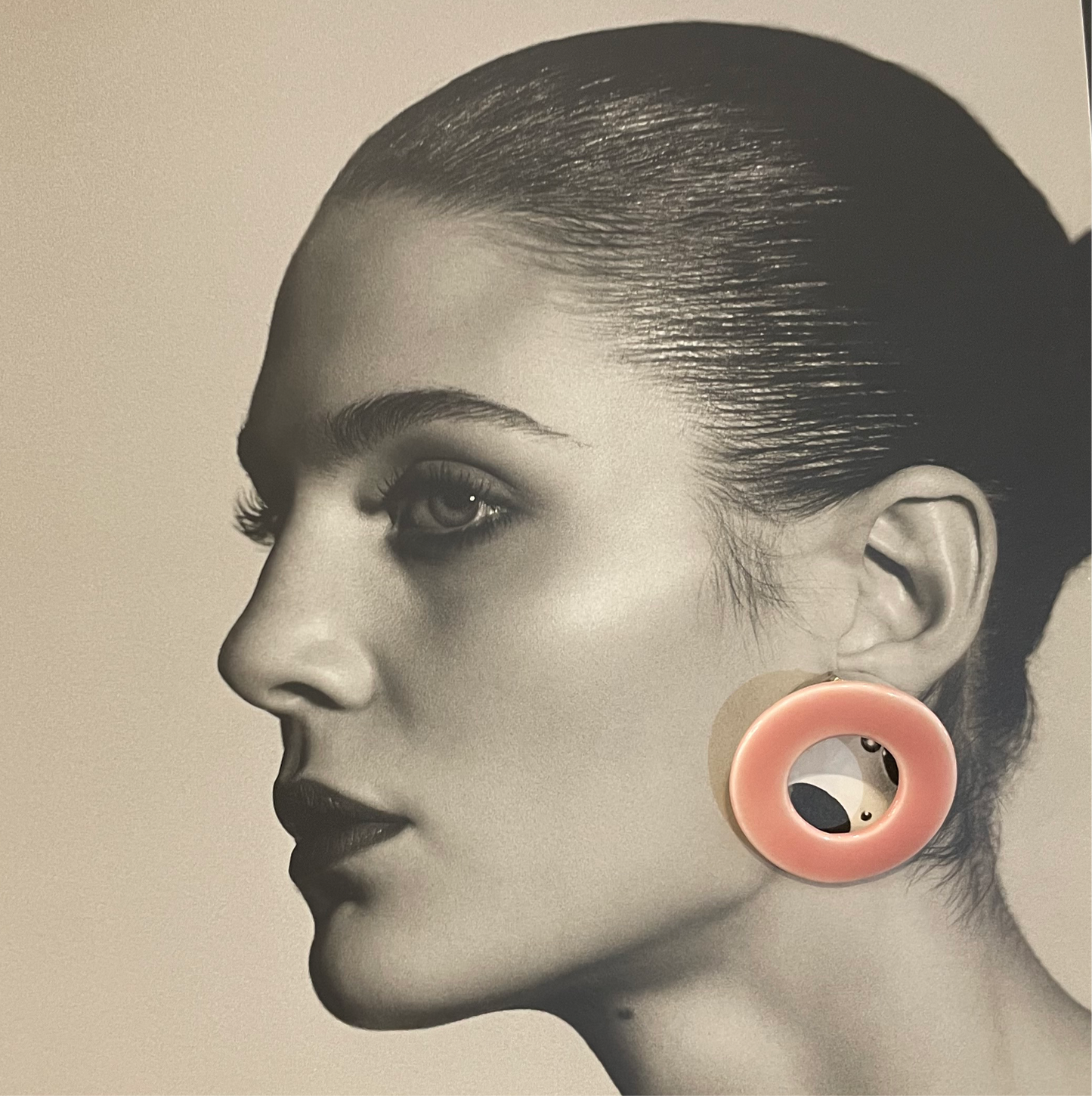 Halo Earrings Porcelain in Coral