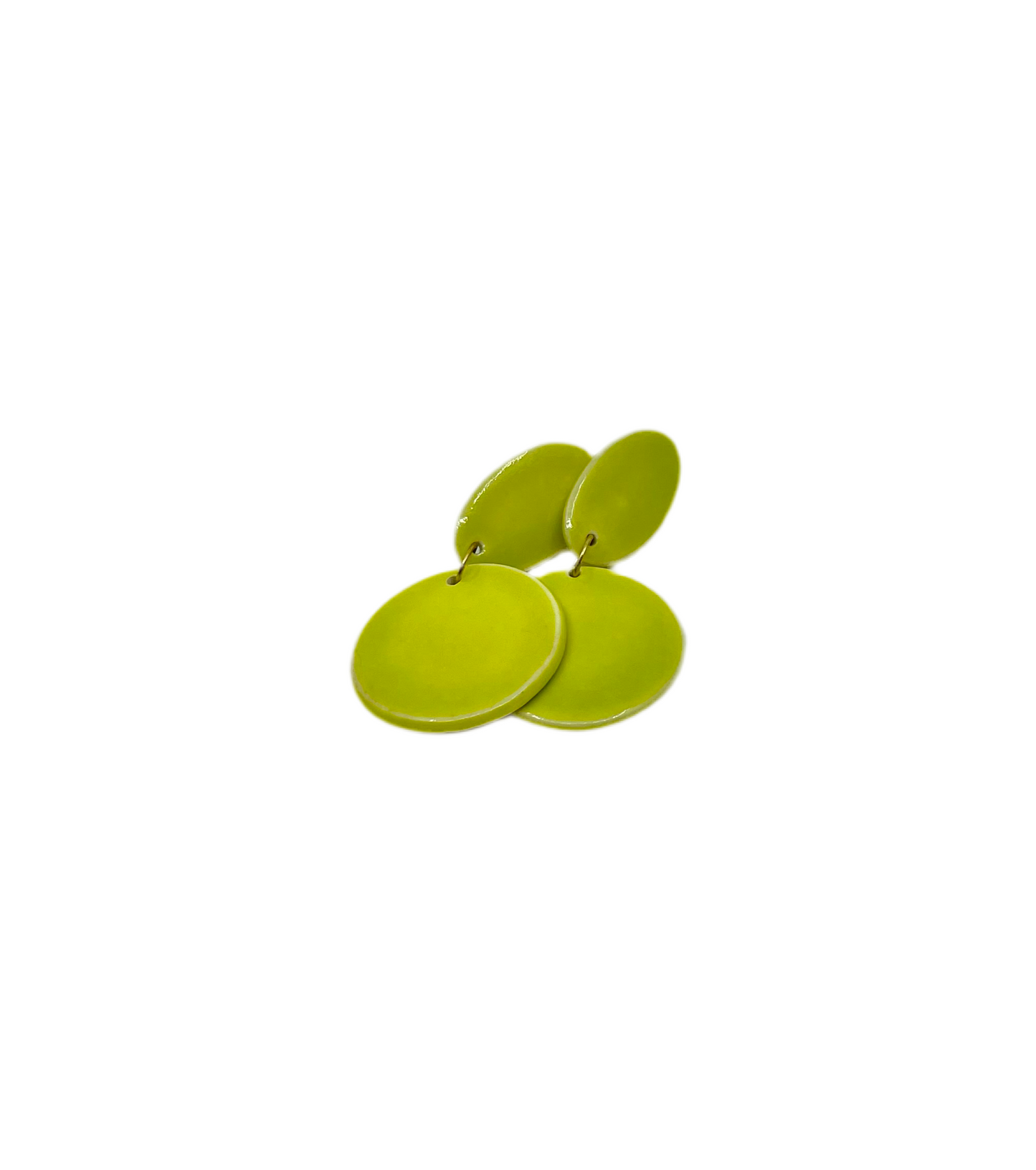 Tulip in Chartreuse Porcelain Dangly Earrings