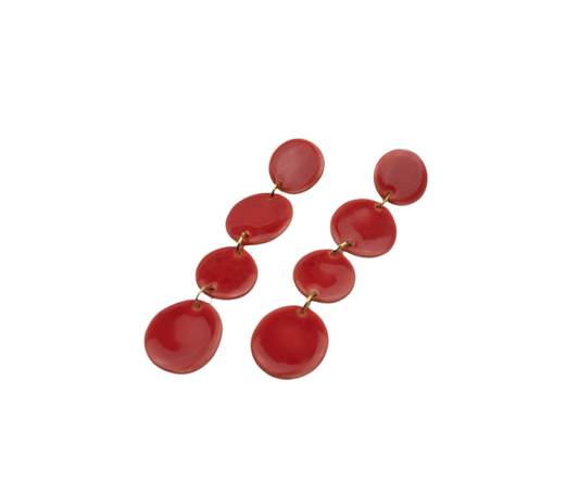 Four Leaves in Coral Porcelain Dangly