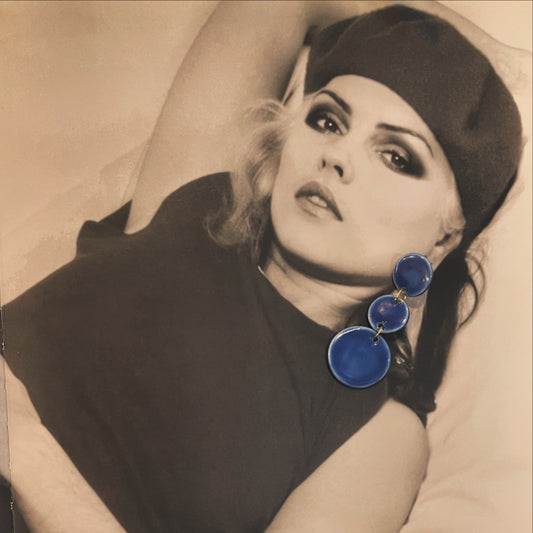 Moon Rise Dangly Earrings Porcelain in Blue Color