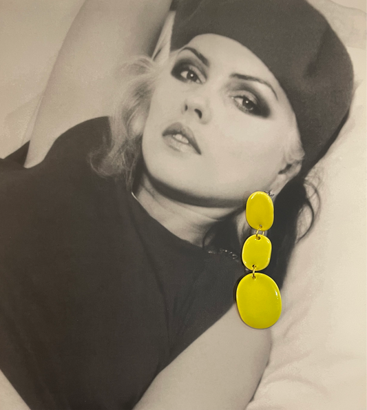 Three Floors Dangly Earrings Porcelain in Chartreuse Color