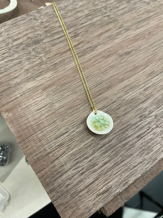 Gold Necklace Porcelain Pendant