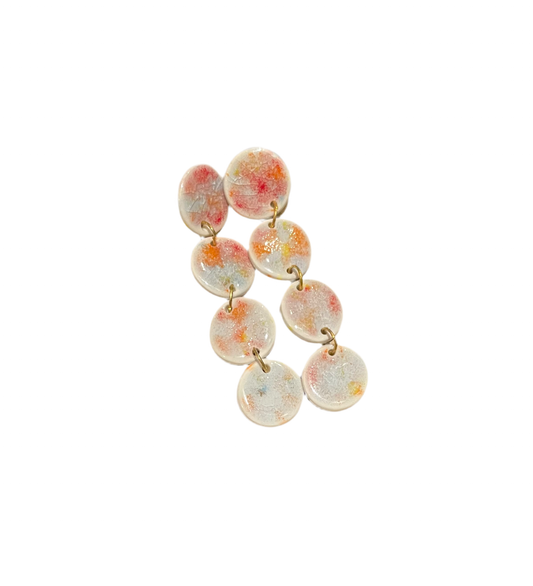 Four Leaves with Crystals Porcelain Dangly